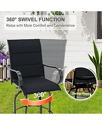 gaomon 2 Piece Outdoor Swivel Bar Chairs, Patio High Stools, All Weather Back and Armrest Rotating BarChair