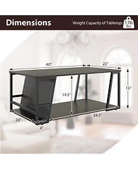 Slickblue Industrial Coffee Table 2 Tier with Storage Shelf Rectangle