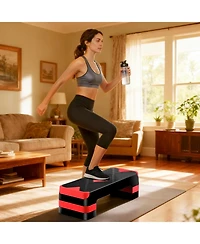 Zeny 26.5 inch Aerobic Step Platform with 4 Step Risers, Height Adjustable Exercise Stepper for Home Gym Workouts