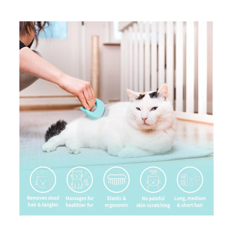 Aronkl Pet Hair Removal Massaging Shell Comb Deshedding Brush Dematting Tool for Cats Dogs Bunnies