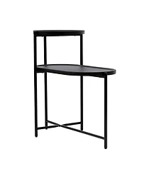 sumyeg Round Wooden Coffee Table with 2-Tier Storage Tray in Black