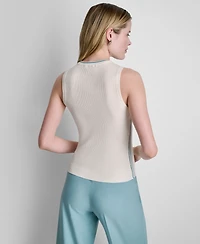 Dkny Women's Sleeveless Crochet Panel Sweater
