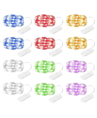 Gnuadz 12 Pack Led Fairy Lights Battery Operated Waterproof Wire String for Diy Wedding Party Decorations