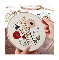 Gnuadz 3 Pack Embroidery Starter Kit Beginners Stamped Cross Cute Flowers Patterns Hoop Threads Adults