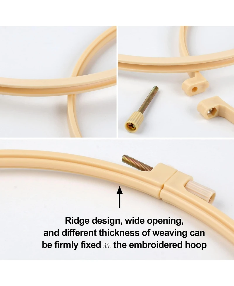 Gnuadz Burlywood Embroidery Hoops Plastic Round Cross Stitch Craft Sewing Frames 6 Sizes 3.6-10.7 Inch 16pcs