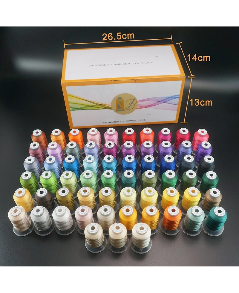 Gnuadz Polyester Embroidery Machine Thread Kit 63 Colors 500m Spool Universal Sewing
