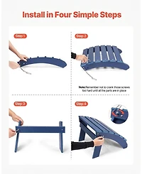 Sugift Set of 2 Adirondack Ottomans 18.7L x 18.9W in Hdpe Weather-Resistant Foldable