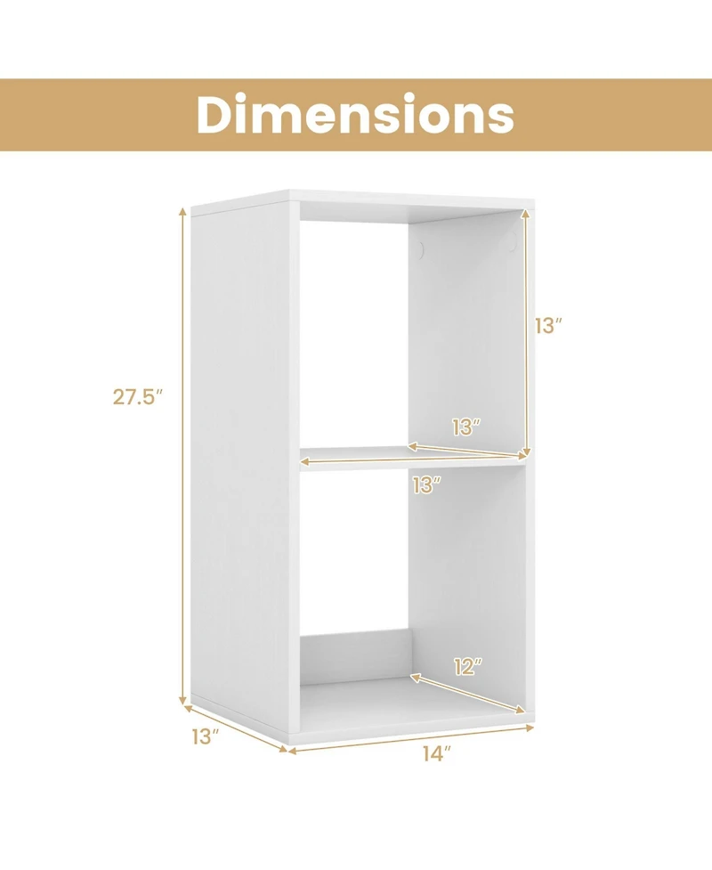 Sugift Two Cube Bookshelf with Back Guardrail for Living Spaces