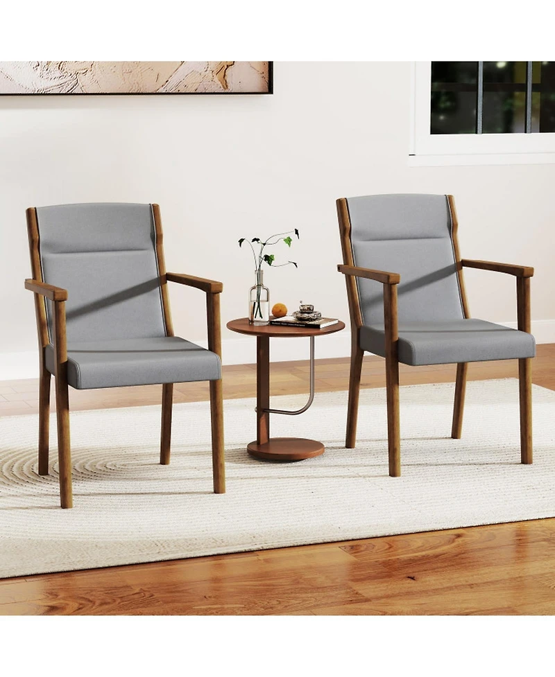 Gouun High-Back Wooden Accent Chairs Set of 2 with Padded Cushions