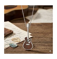 Metallo Stainless Steel Wood Inlay Guitar Necklace