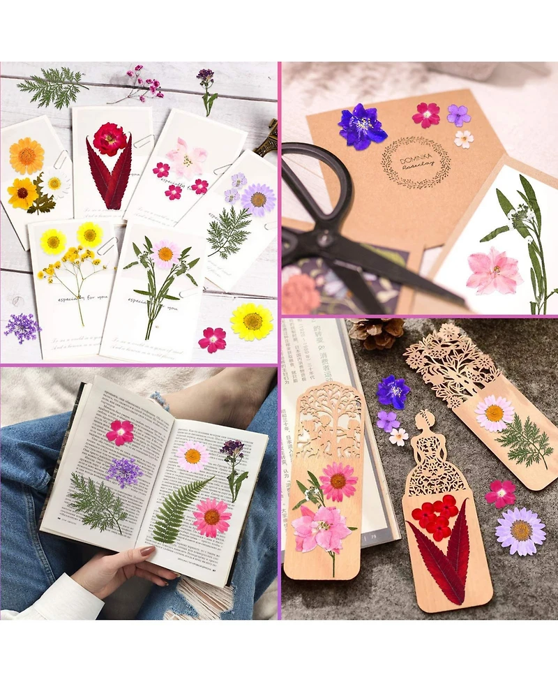 Gnuadz 140 Pcs Dried Pressed Flowers Leaves Bulk Herbs Kit Scrapbooking Diy Art Crafts Epoxy Molds Candle Soap Making Nails Decor