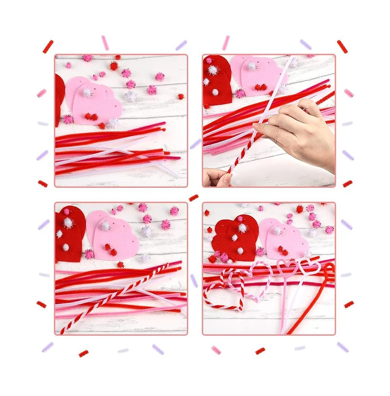 Gnuadz 200PCS Pipe Cleaners Craft Decorations Valentine's Day Creative Arts Supplies