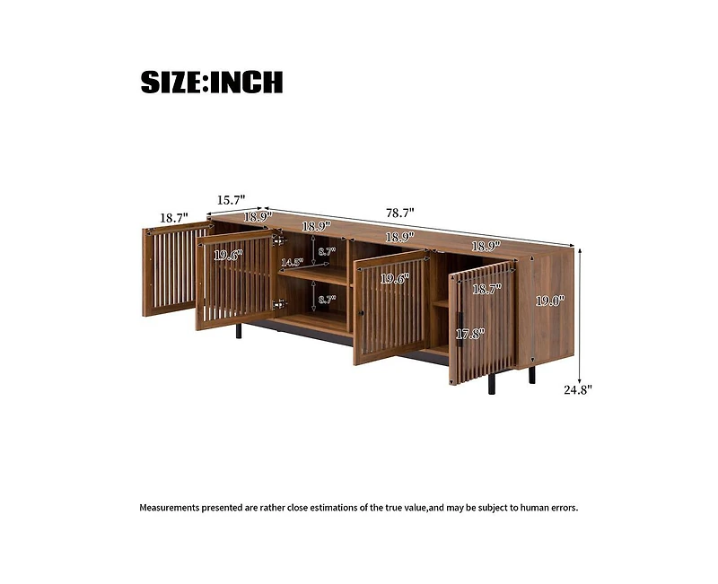 sumyeg 78 inch Modern Cabinet Tv Stand with Closed Storage & Cable Management, Soft-Closing Hinges, Solid Wood Legs