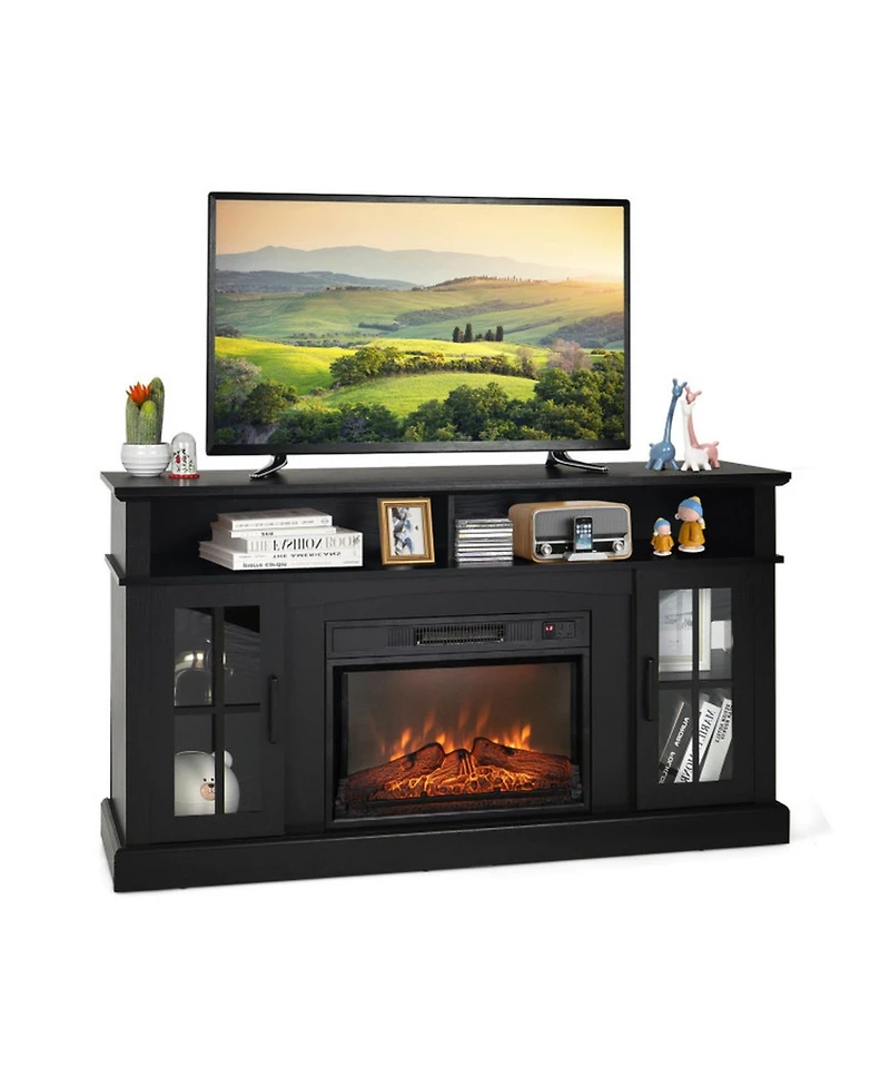 Gouun 58 in Electric Fireplace Tv Stand with Side Cabinets for TVs up to 65