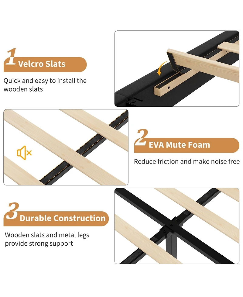 gaomon Set of 2 Velvet Upholstered Platform Beds with Adjustable Tufted Headboard – Vertical Channel Design