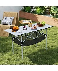 Gouun Portable Roll-Up Aluminum Camping Table with Mesh Basket