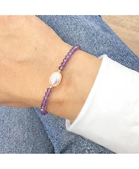 The Lovery Amethyst Bead Pearl Bracelet 14k Gold