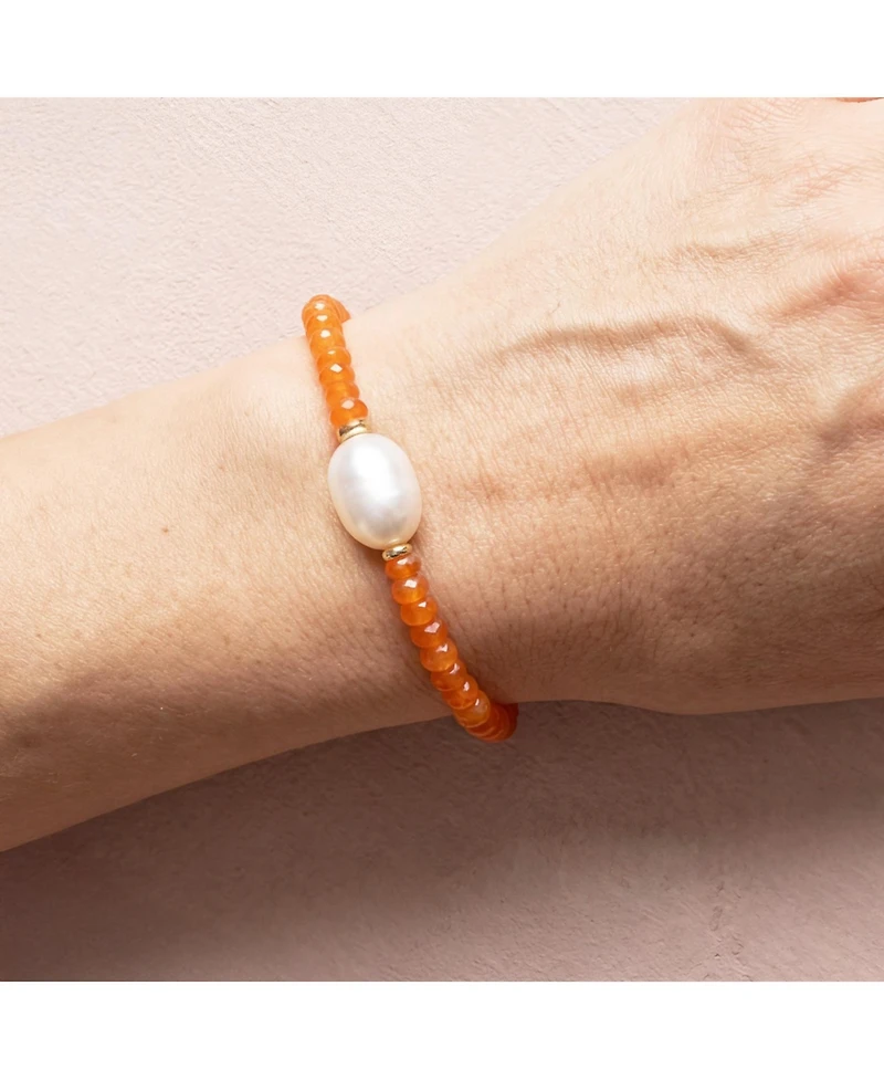 The Lovery Carnelian Bead Pearl Bracelet 14k Gold