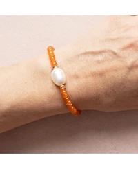 The Lovery Carnelian Bead Pearl Bracelet 14k Gold