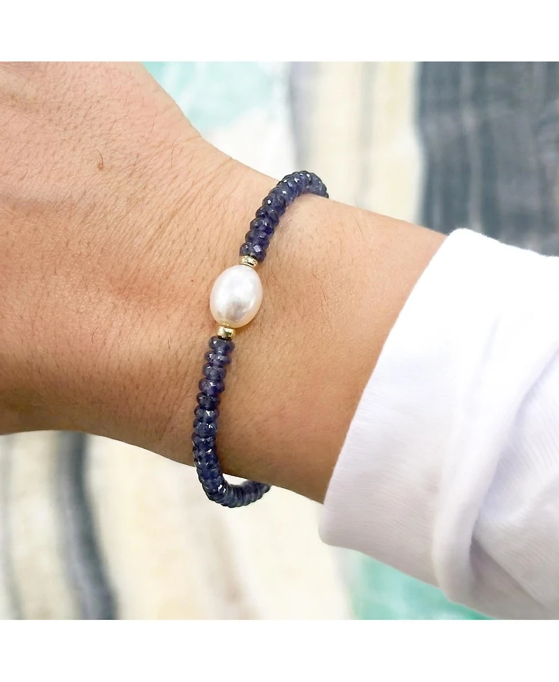 The Lovery Iolite Bead Pearl Bracelet 14K Gold