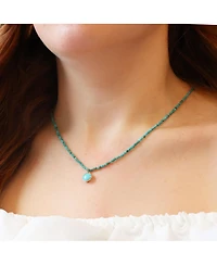The Lovery Turquoise Bead Bezel Necklace 14K Yellow Gold