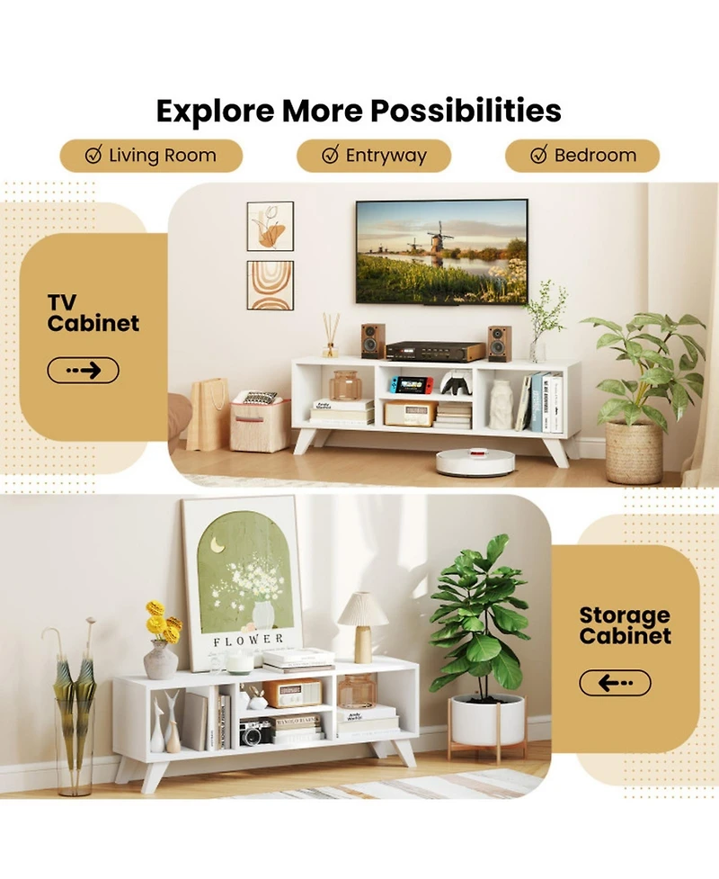 Gouun 48 in Modern Tv Console with 4 Open Storage Compartments