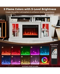 Gouun 58 in Fireplace Tv Stand with Led Lights and Glass Door Cabinets
