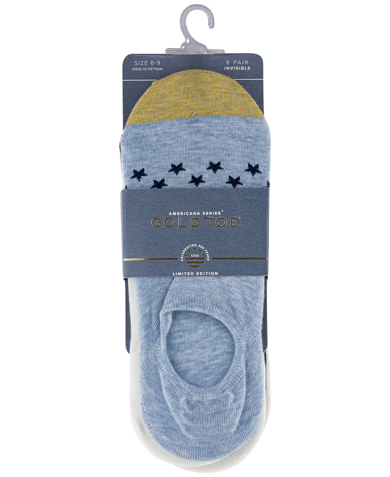 Gold Toe Women's Americana Invisible Socks, 6-Pack