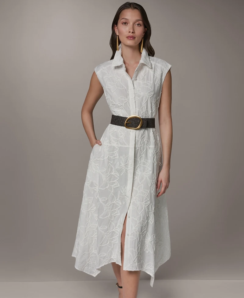 Donna Karan New York Petite Sleeveless Embroidered Midi Dress