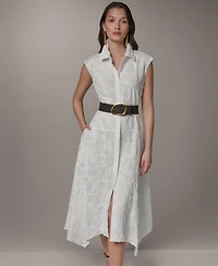 Donna Karan New York Petite Sleeveless Embroidered Midi Dress