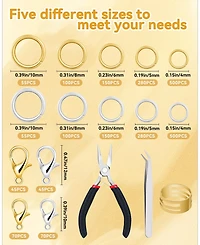 Gnuadz 2400pcs Jump Rings Kit Jewelry Making Supplies Necklace Repair Lobster Clasps Pliers Tweezer Opener Earrings Charms
