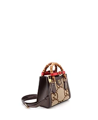 Pre-Owned Gucci Mini Diana Nm Bamboo Handle Tote Jumbo Gg Canvas
