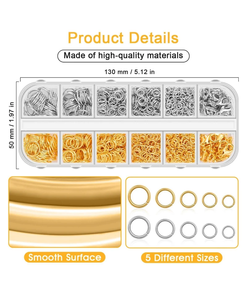 Gnuadz Jump Rings Jewelry Making Necklace Repair Pliers Open Ring Gold Silver