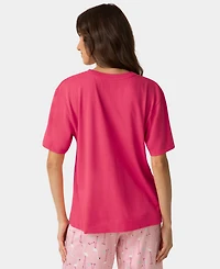 Hue Women's Short-Sleeve Cotton Candied Boxy Pajamas Top