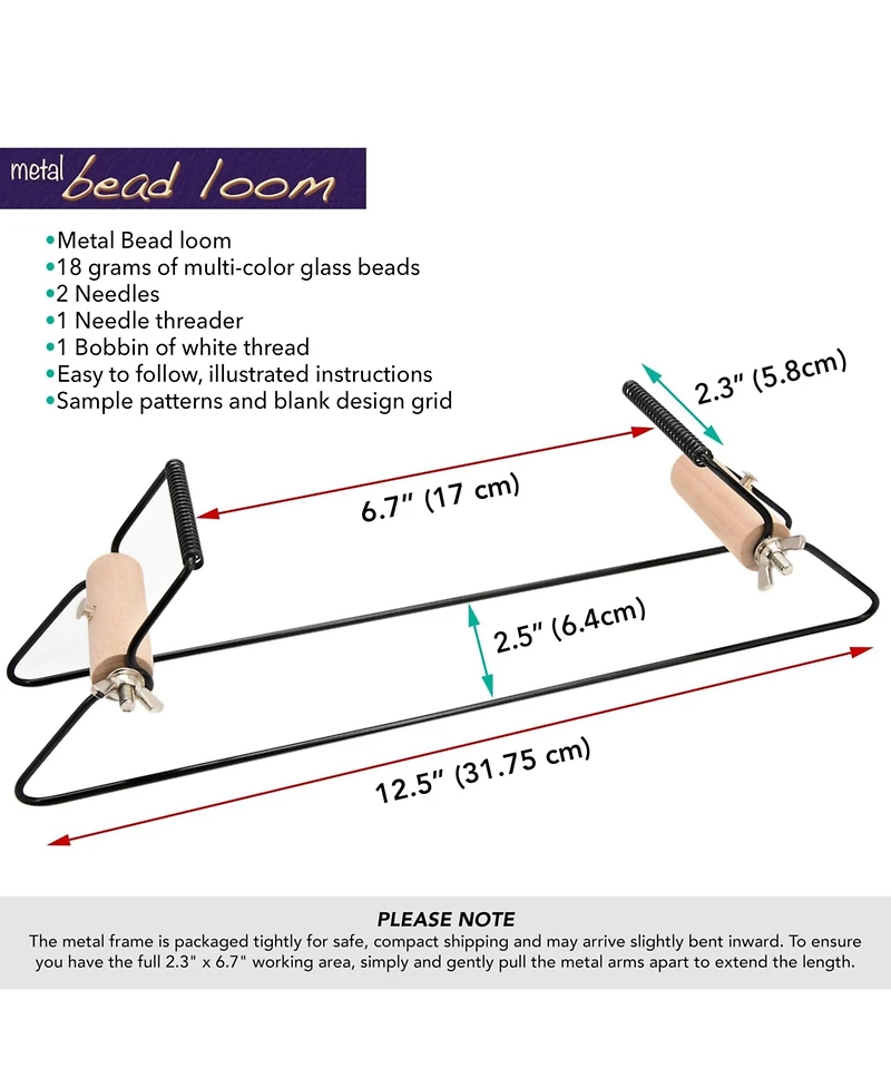 Gnuadz Metal Bead Loom Kit Thread 18 Glass Beads Bracelets Necklaces Belts