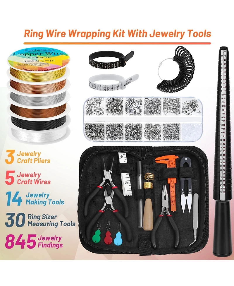 Gnuadz Wire Wrapping Kit Ring Sizer Tools Craft Wires Findings Repair