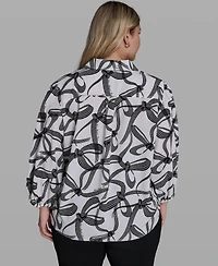 Karl Lagerfeld Paris Plus Button-Front Blouse