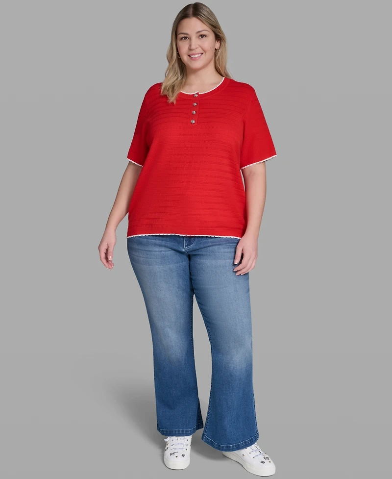 Karl Lagerfeld Paris Plus Button-Front Sweater