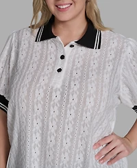 Karl Lagerfeld Paris Plus Collared Button-Front Blouse