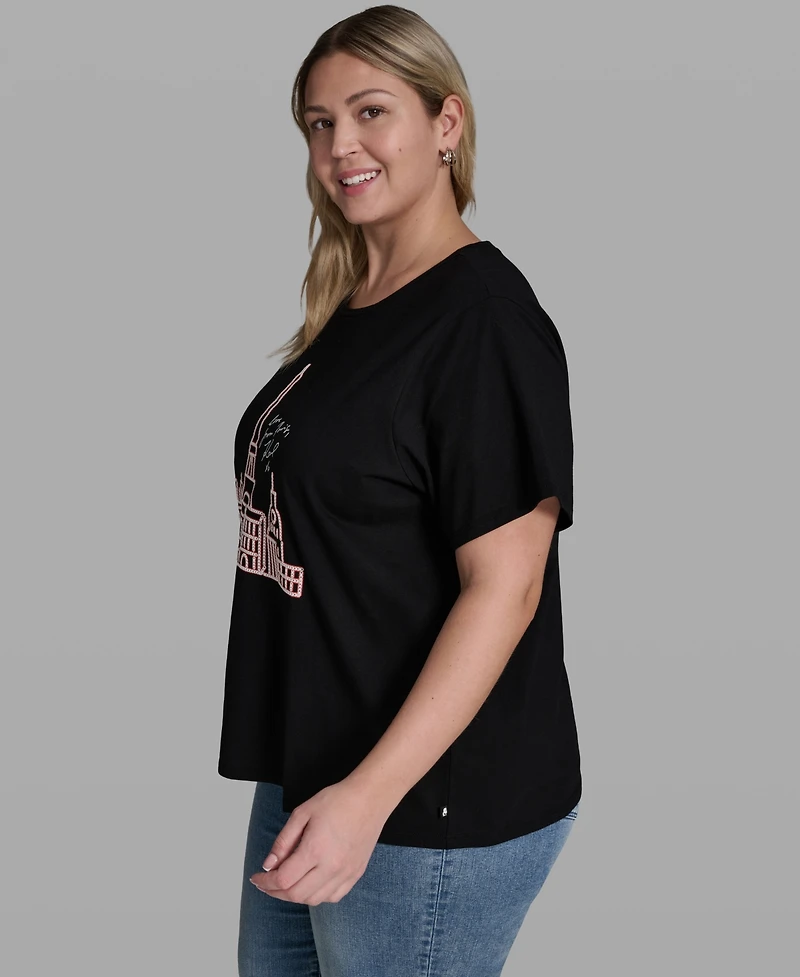 Karl Lagerfeld Paris Plus Crewneck Graphic T-Shirt