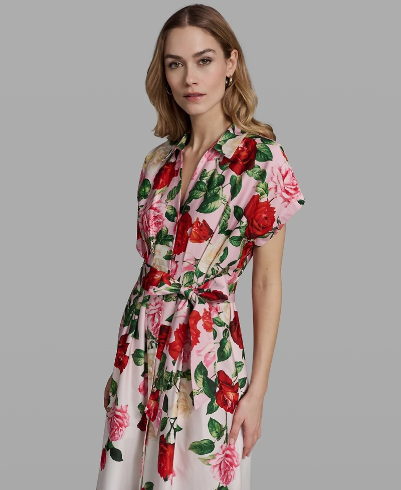 Karl Lagerfeld Paris Petite Printed Collared Shirt Dress