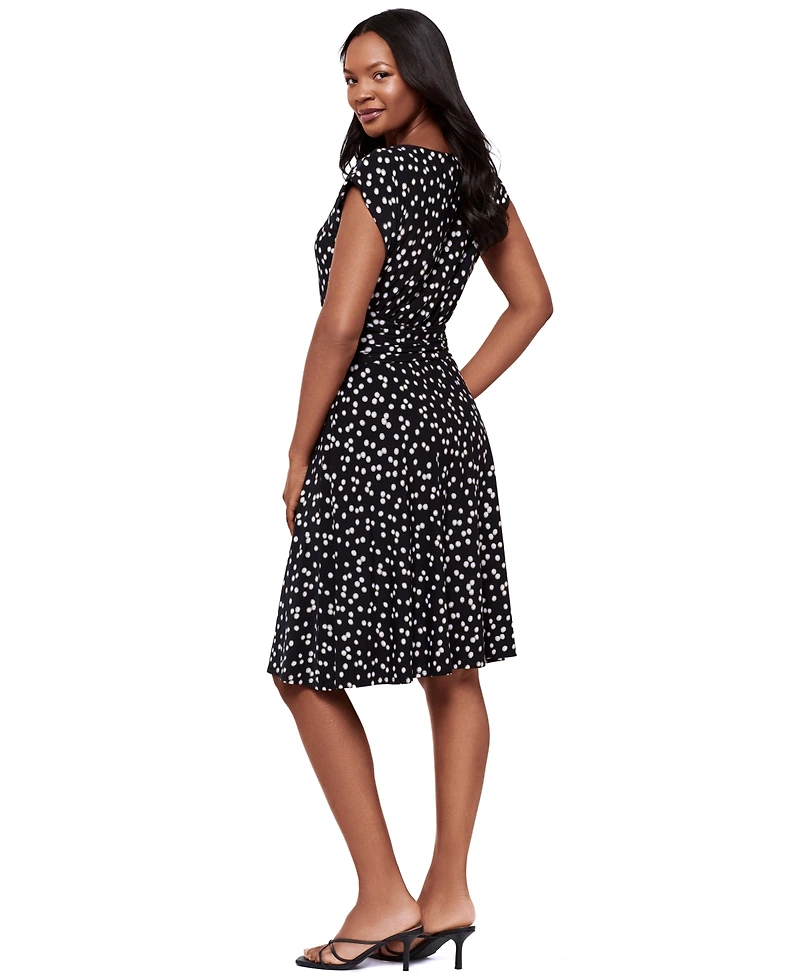Body by Miraclesuit Women's Dot-Print Boat Neck Short-Sleeve Dress