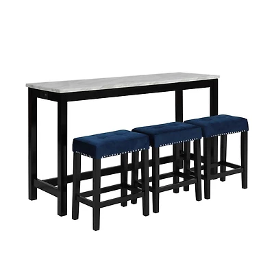 New Classic Furniture Furniture Celeste 4-Piece Faux Marble and Wood Bar Set