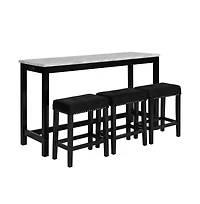 New Classic Furniture Celeste 4-Piece Faux Marble and Wood Bar Set