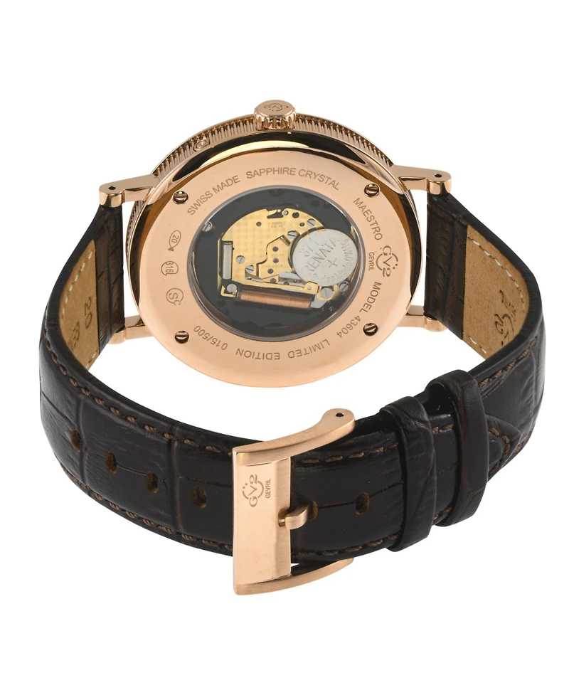GV2 by Gevril Men's Maestro Swiss Quartz Italian Leather Strap Watch