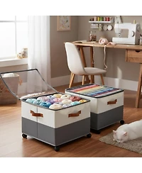 Yigii Shoe Organizer 2 Pack Foldable Storage Containers Adjustable Dividers Clear Cover Multi Functional Fabric Bins