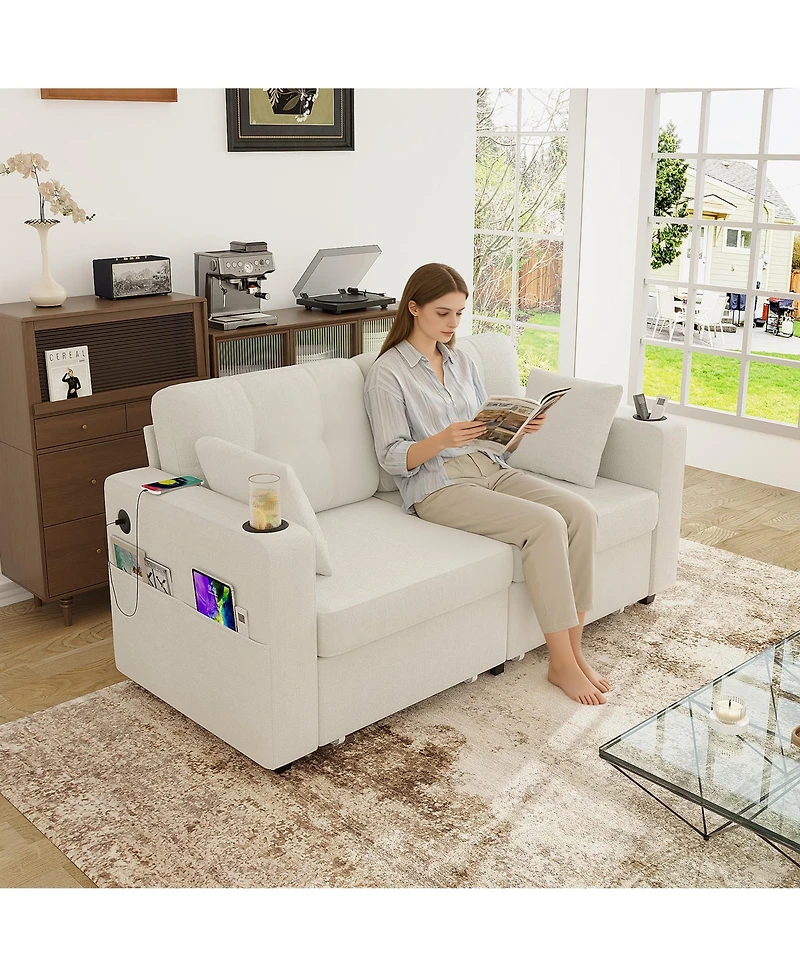 Rainsken Loveseat Sofa, 67" Chenille 2-Seater Couch