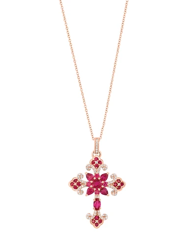 Effy Collection Ruby (2-3/8 ct. t.w.) & Diamond (1/3 ct. t.w.) Pendant Necklace in 14k Rose Gold