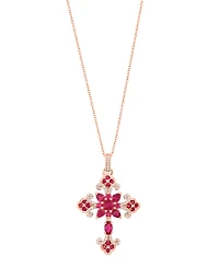 Effy Collection Ruby (2-3/8 ct. t.w.) & Diamond (1/3 ct. t.w.) Pendant Necklace in 14k Rose Gold
