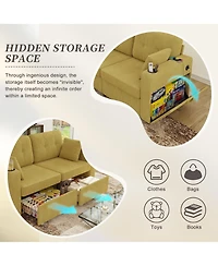 Rainsken Compact Loveseat Sofa, 67" Chenille 2-Seater Couch Featuring Storage, Usb Charging and Cup Holder for Small Spaces